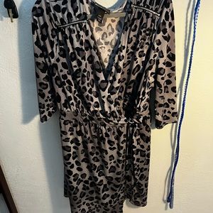 Lane Bryant plus size wrap dress- cheetah print